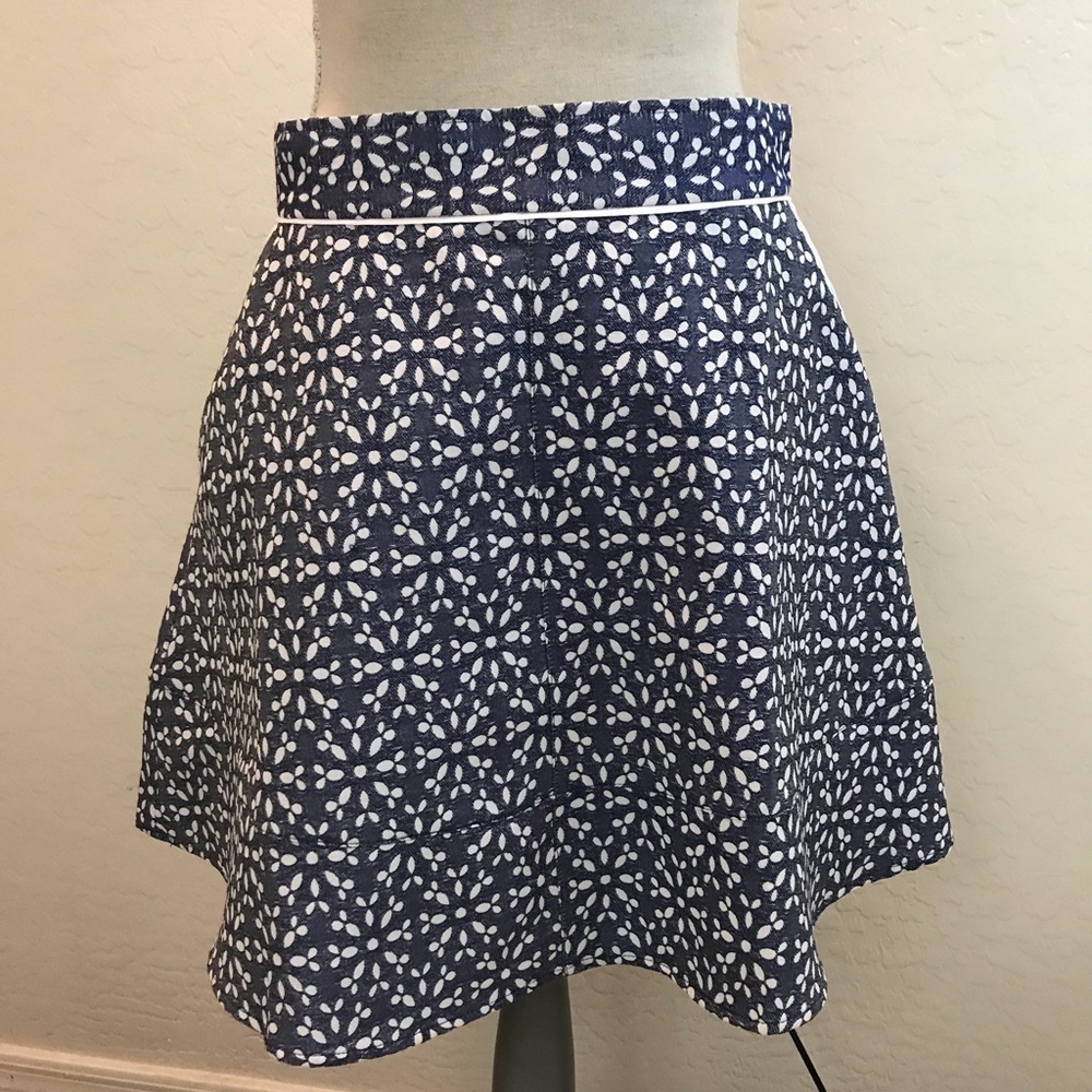 Under Skies A Line Skirt Blue And White Size L